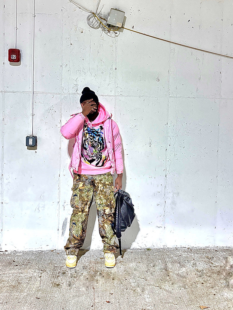 TCH Unisex's Oversized Tiger Hot Diamond Colorful Hoodie