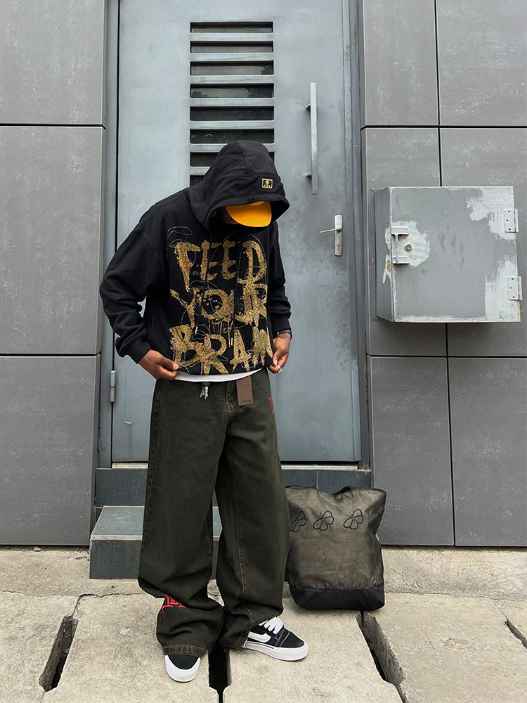 TCH Fashion Letter Printed Drawstring Loose Hoodies