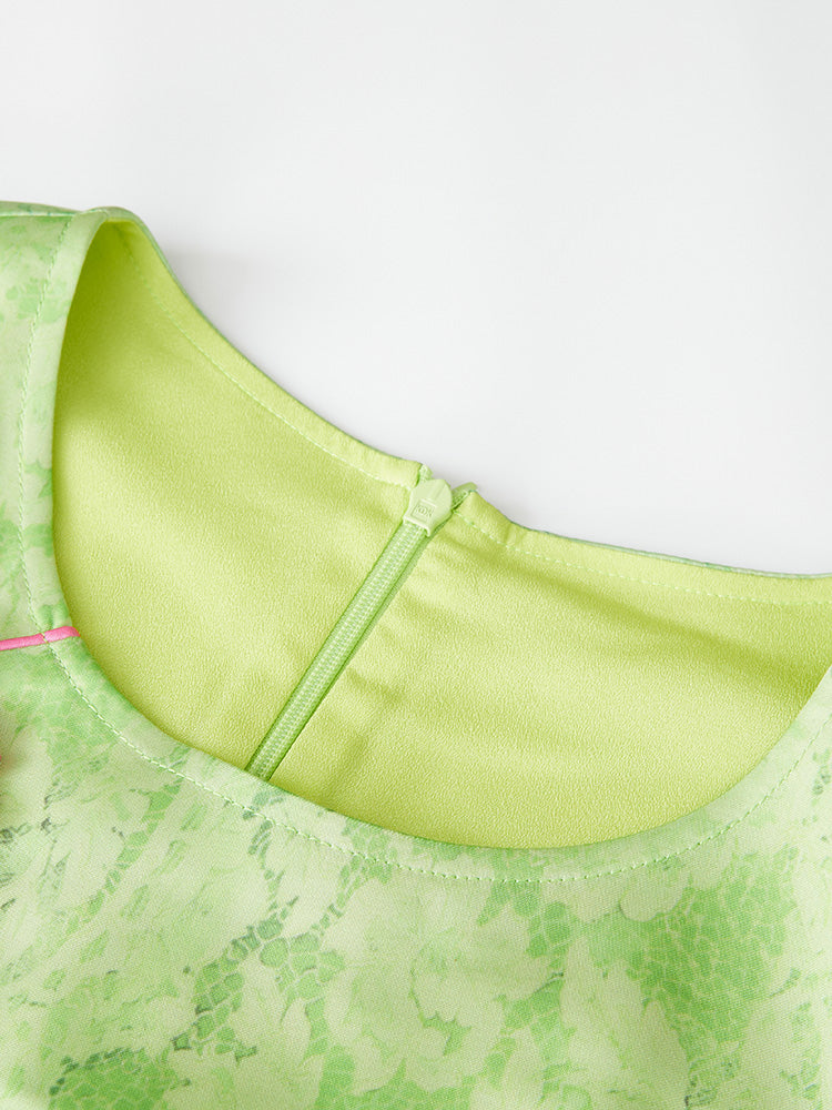 TCH Rhinestone Jacquard Floral Feather Trim Mini Dress