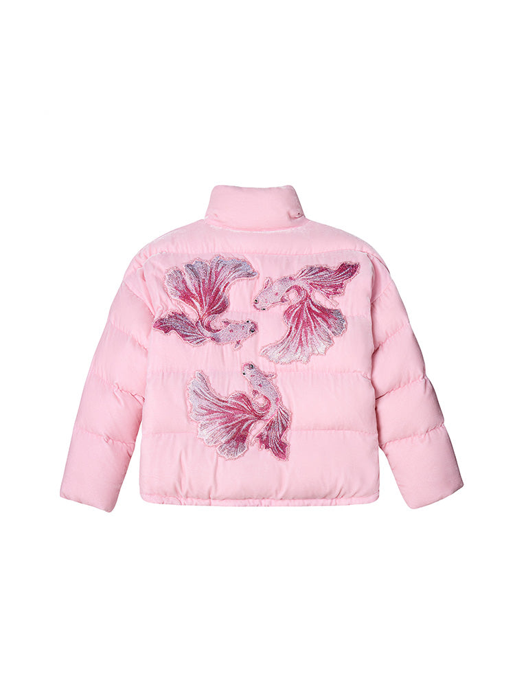 TCH Rhinestone Fish Retro Puffy Winter Coat