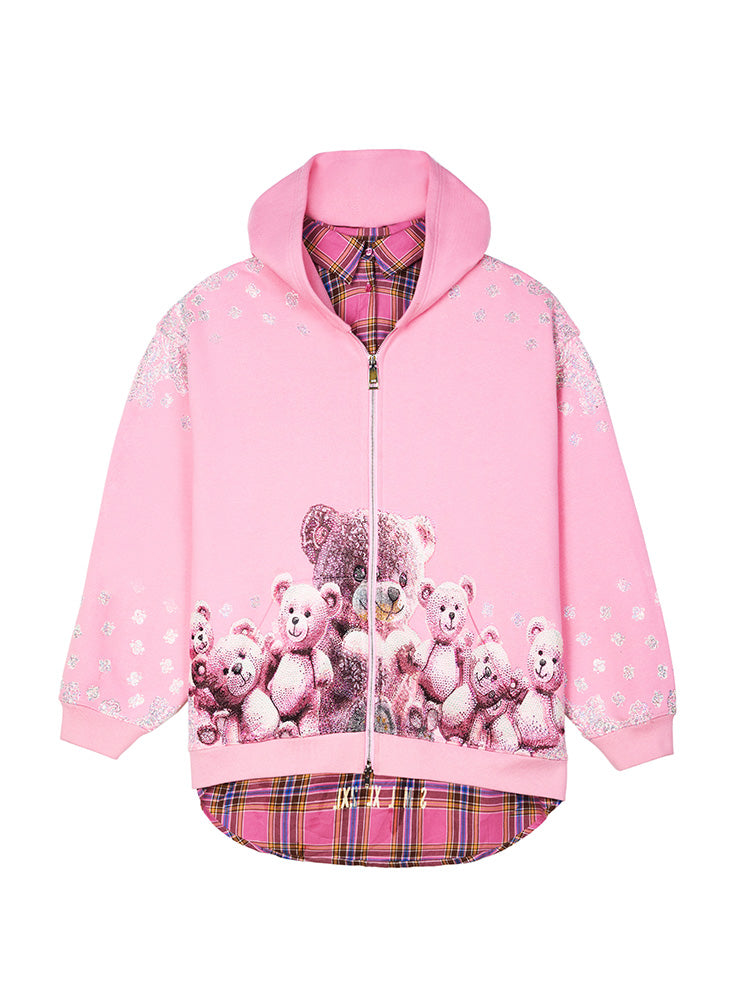 TCH Luxury Rhinestone Teddy Bear Hoodie Jacket