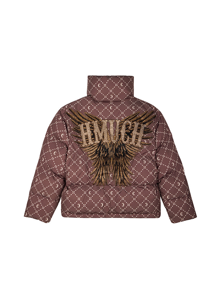 TCH Allover Print Rhinestone Wings Puffer Coats