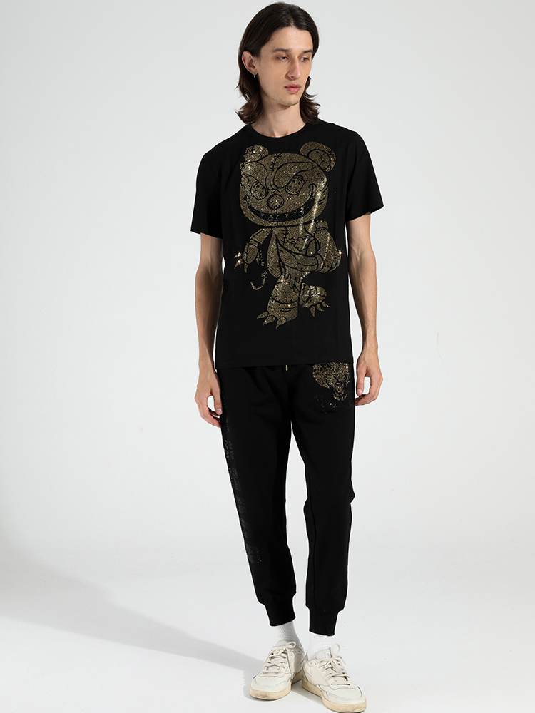 TCH Men's Crown Leopard Rhinestone Straight Pants