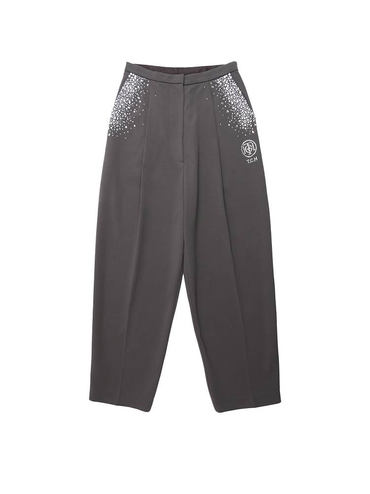 TCH Rhinestone Straight Pleated Trousers