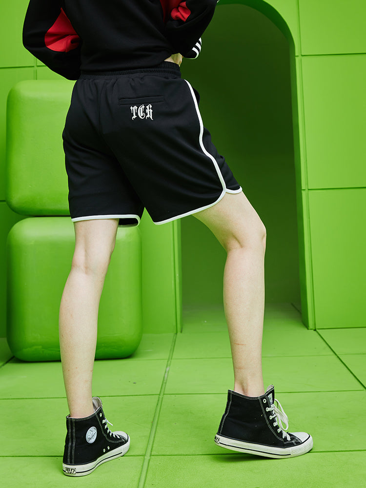 TCH Rhinestone Letter Elastic Waist Shorts