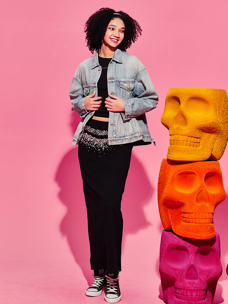 TCH Diamond High Waisted Knit Long Maxi Skirt