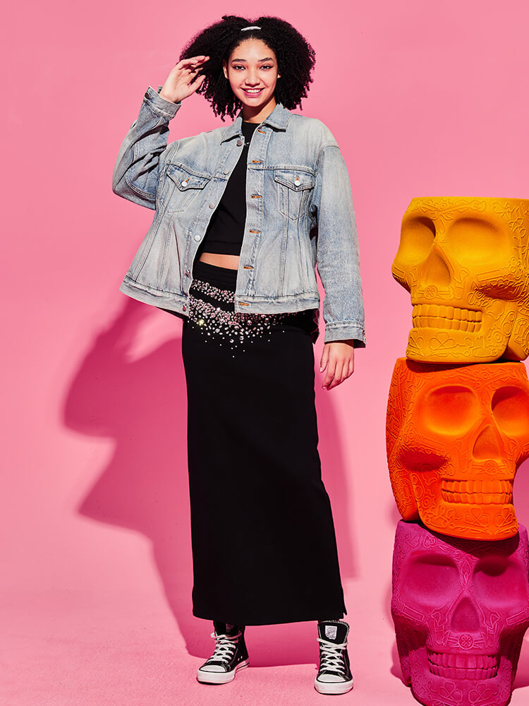 TCH Diamond High Waisted Knit Long Maxi Skirt