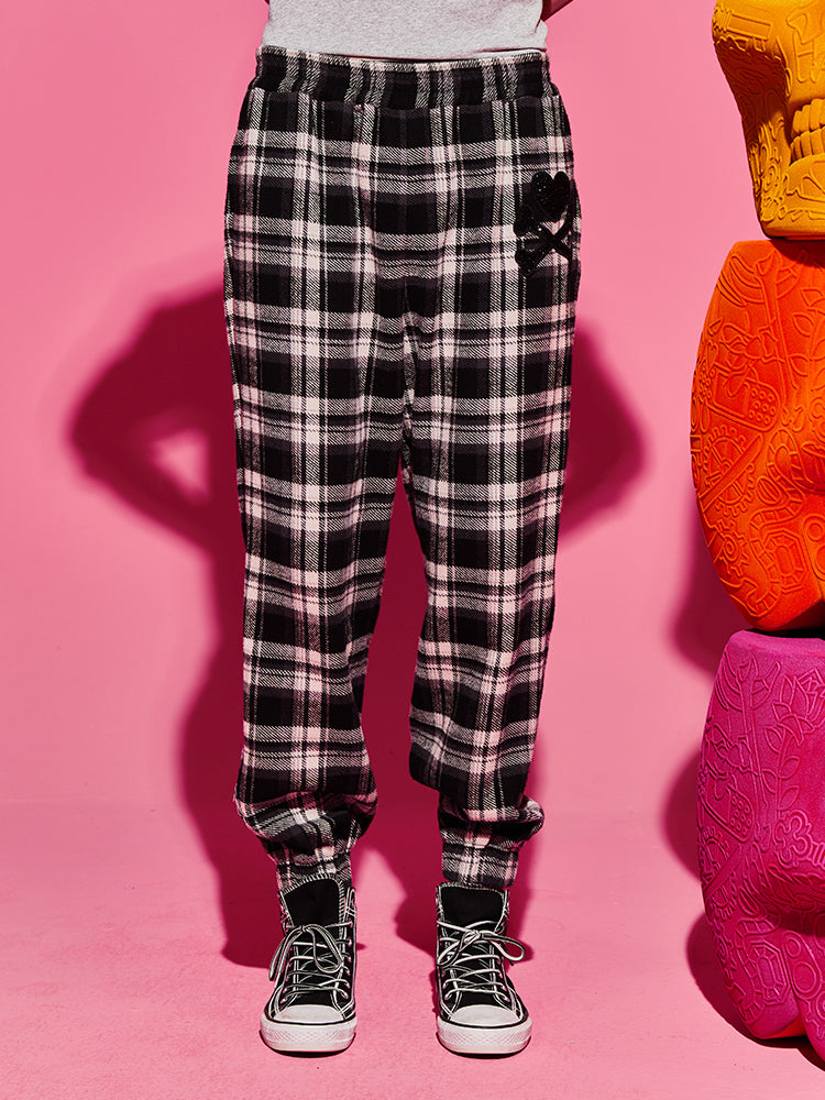 TCH Rhinestone Plaid Cargo Jogger Pants