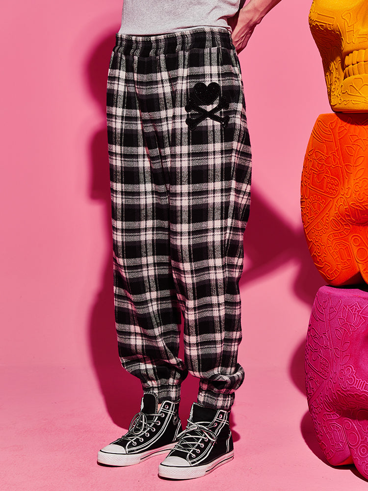 TCH Rhinestone Plaid Cargo Jogger Pants