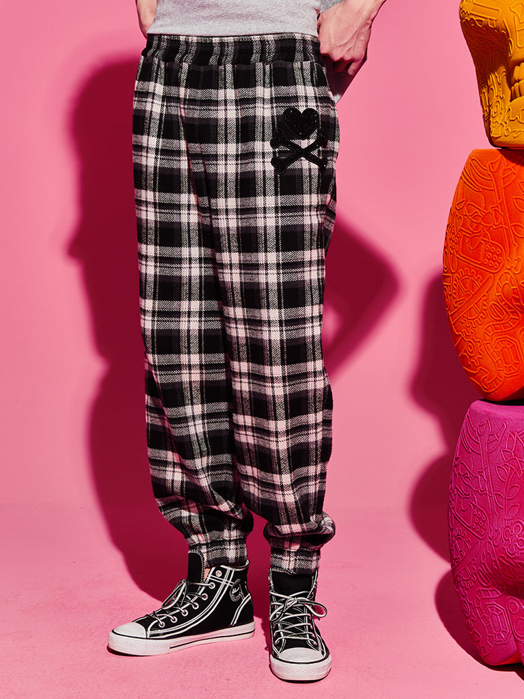 TCH Rhinestone Plaid Cargo Jogger Pants