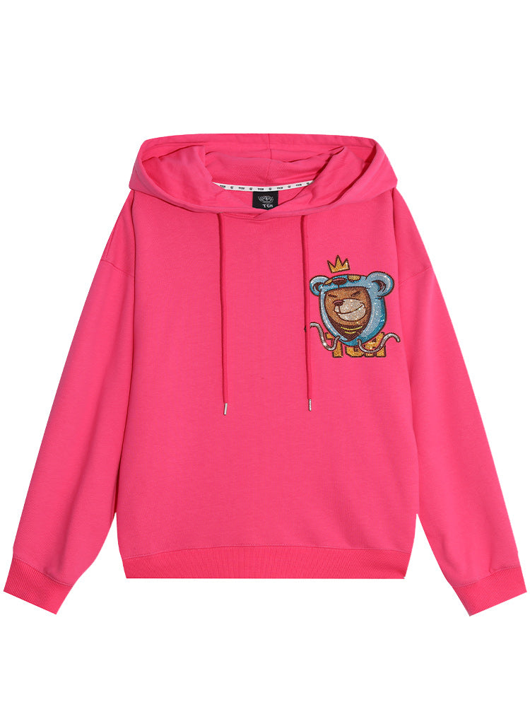 TCH Bear Printed With Diamond Long Sleeve Hoodies