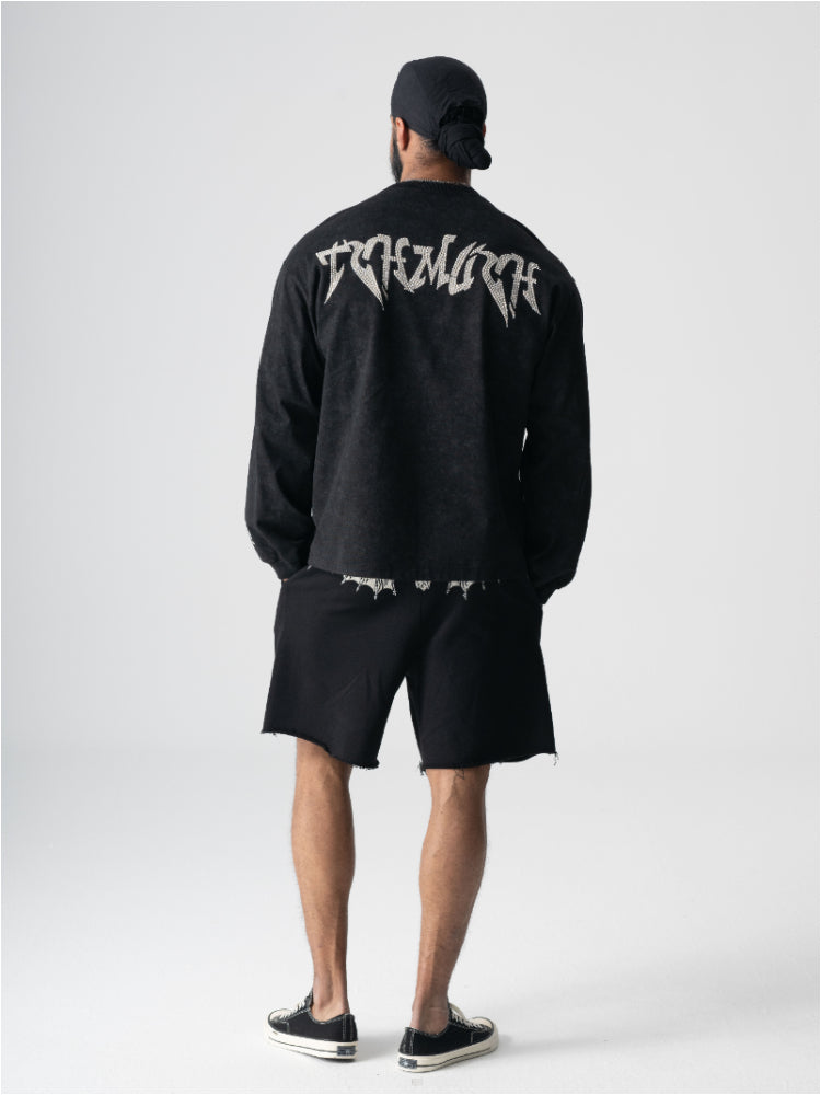 TCH Men Rhinestone-Embedded Punk Cross Graphic Top