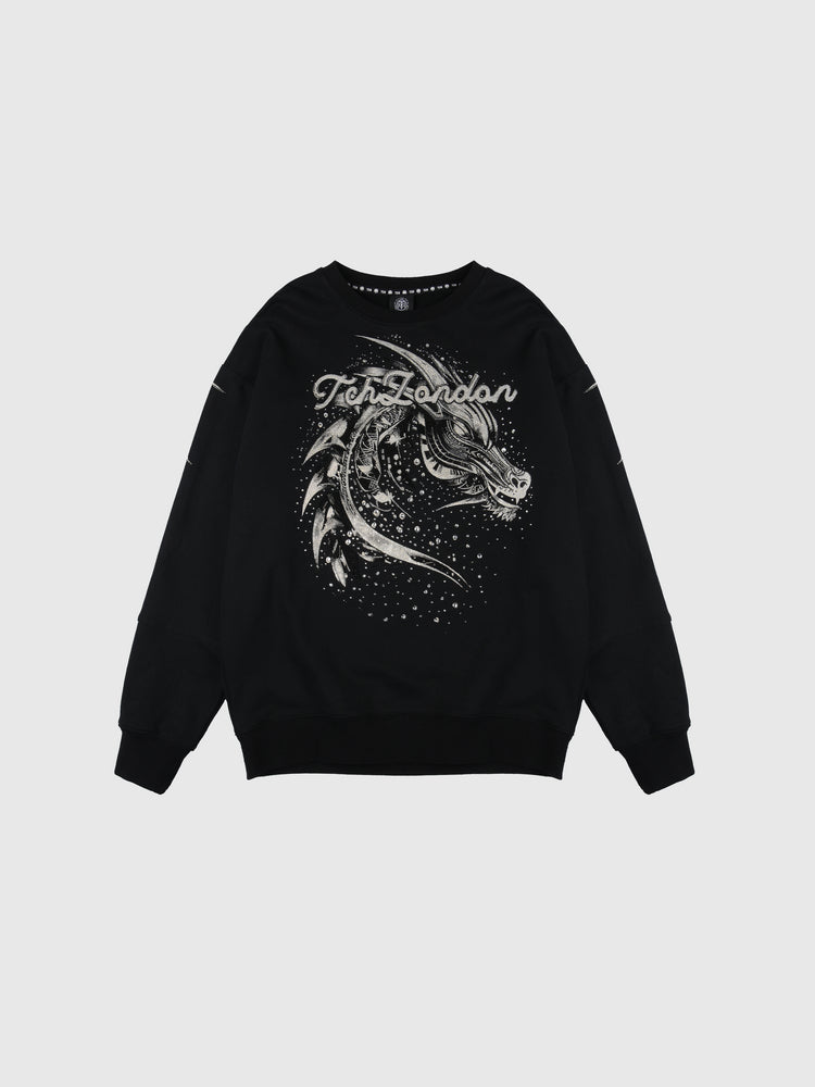 TCH Dragon Rhinestone Printed Wings Sweatshirt