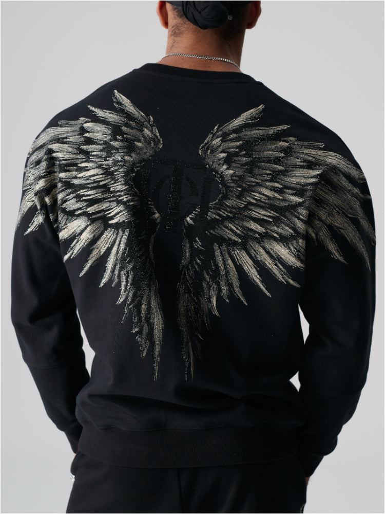 TCH Dragon Rhinestone Printed Wings Sweatshirt