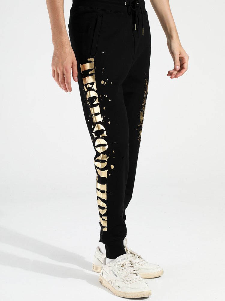 TCH Men Gold Graphic Casual Joggers Sports Pants