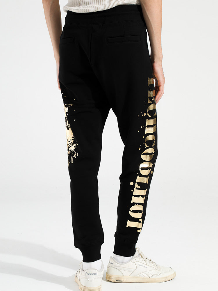 TCH Men Gold Graphic Casual Joggers Sports Pants