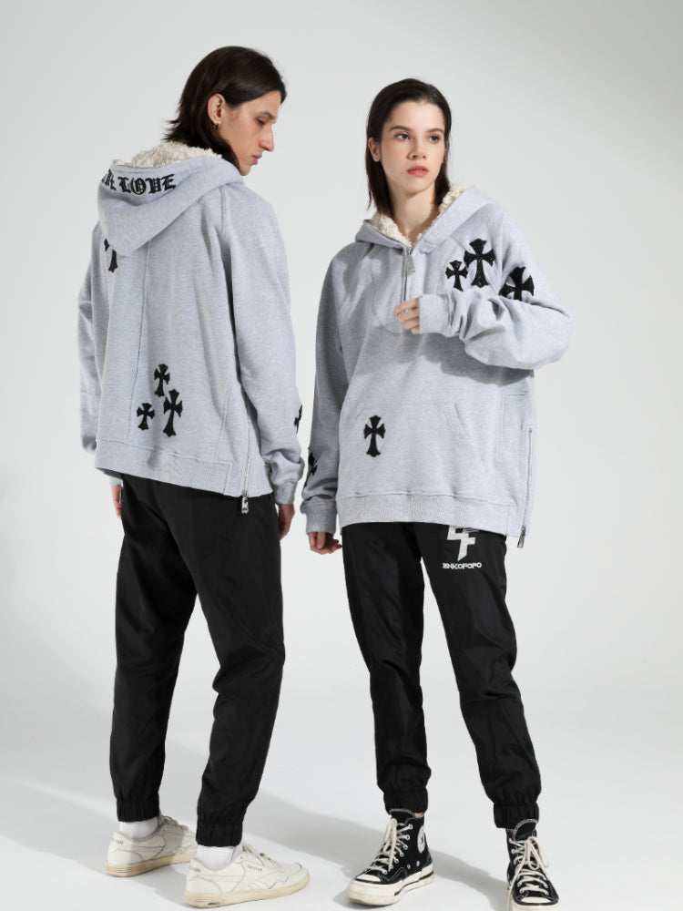 QuickShip TCH Graphic Cross Print Zip Up Hoodie Sweatshirt