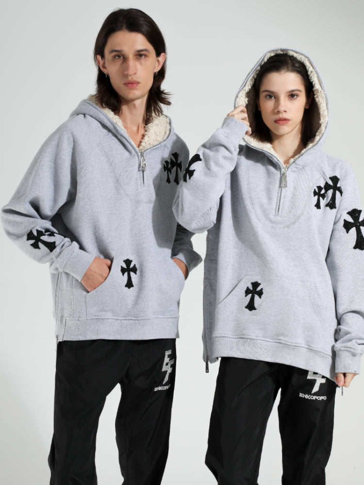 QuickShip TCH Graphic Cross Print Zip Up Hoodie Sweatshirt