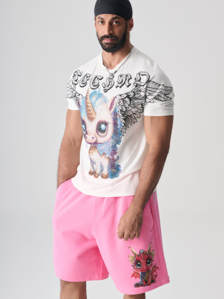 TCH Hot Diamond Cartoon Print Crew Neck Loose T-Shirt