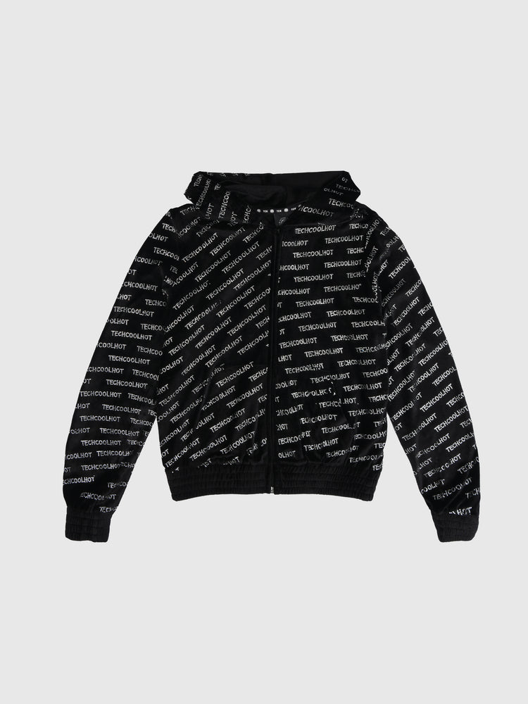 TCH Letter Graphic Rhinestone Zipper Jacket