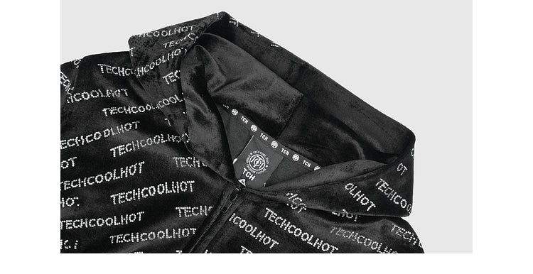 TCH Letter Graphic Rhinestone Zipper Jacket
