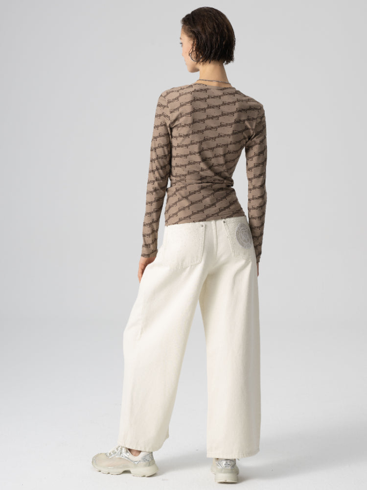 TCH Allover Print Rhinestone Slim Fit Top