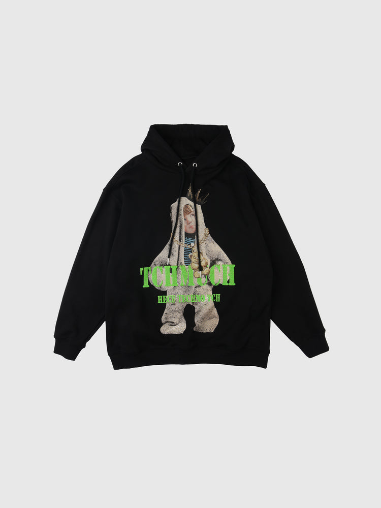 TCH Rhinestone Graphic Print Hooded Sweatshirt