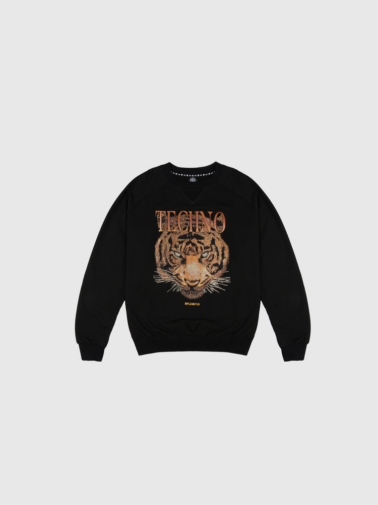 TCH Men's Tiger Printed Rhinestone Cotton Sweatshirt