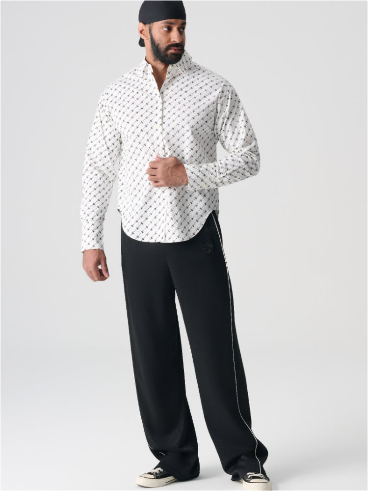 TCH Men's White Slim Fit Printed Shirt