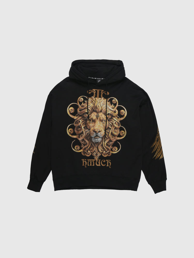 TCH Lion Gold Rhinestone Sparkly Hoodies with Wings Sleeve