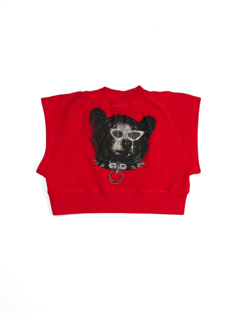 TCH Printed Rhinestone Cropped Tank Top