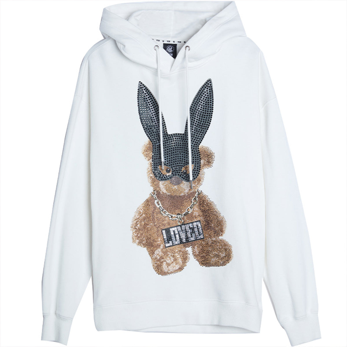 TCH Printed Diamond-Embedded Drawstring Hoodies