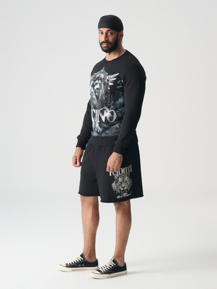 TCH Lion Printed Rhinestone Graphic Sweatshirt