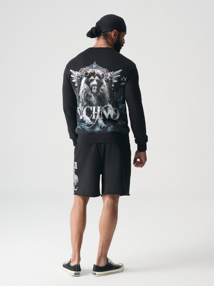 TCH Lion Printed Rhinestone Graphic Sweatshirt