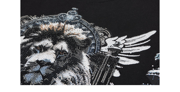 TCH Lion Printed Rhinestone Graphic Sweatshirt