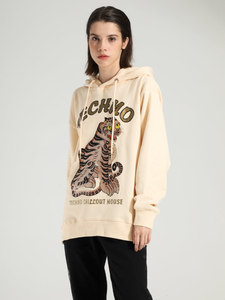TCH Cartoon Drawstring Rhinestone Angel Wings Hoodie