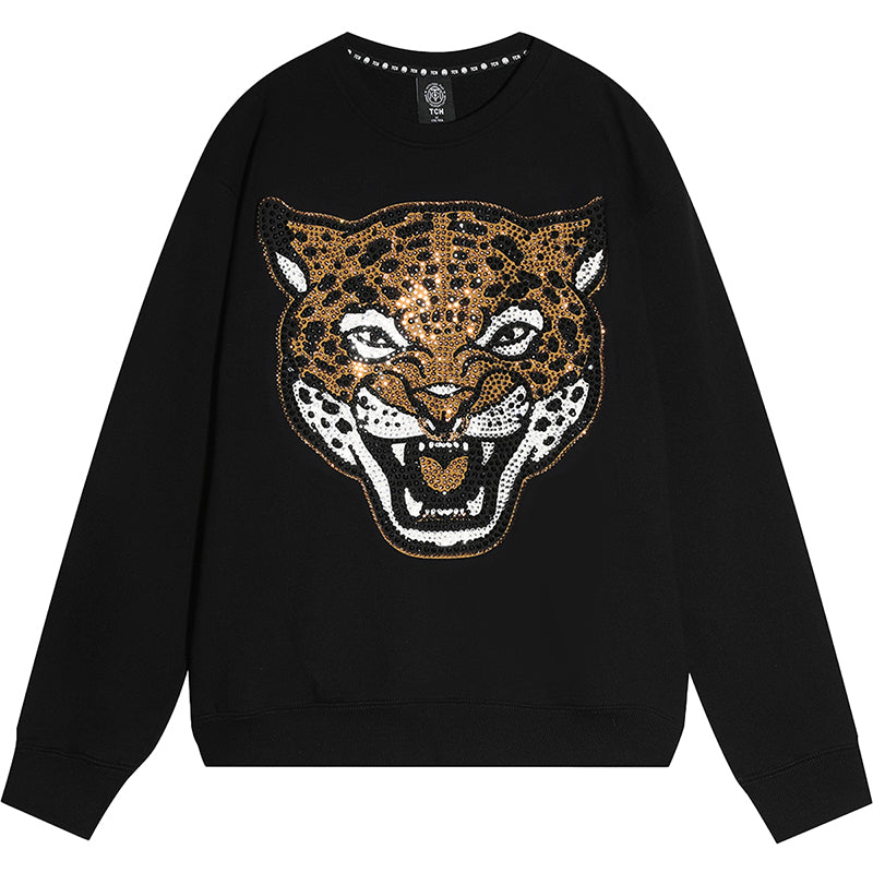 TCH Rhinestone Leopard Long Sleeve Sweatshirt