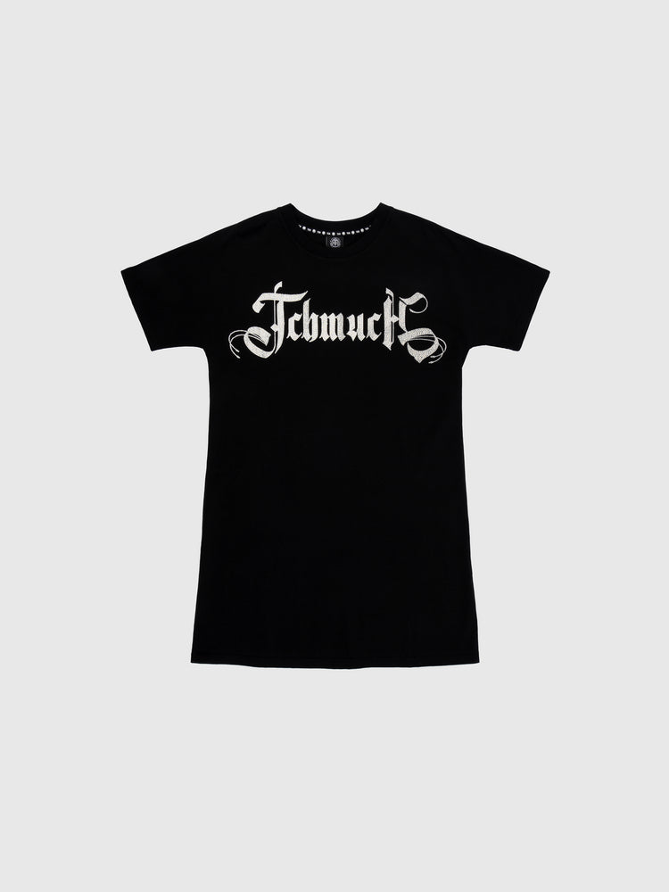 TCH Letter Printed Rhinestone Casual T-shirt Mini Dress