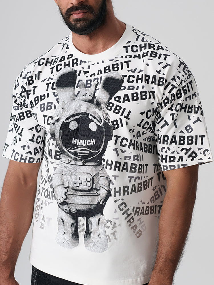 tch all-over letter graphic rhinestone t-shirt white HighEnd Luxury Streetwear Brand Official Showcase