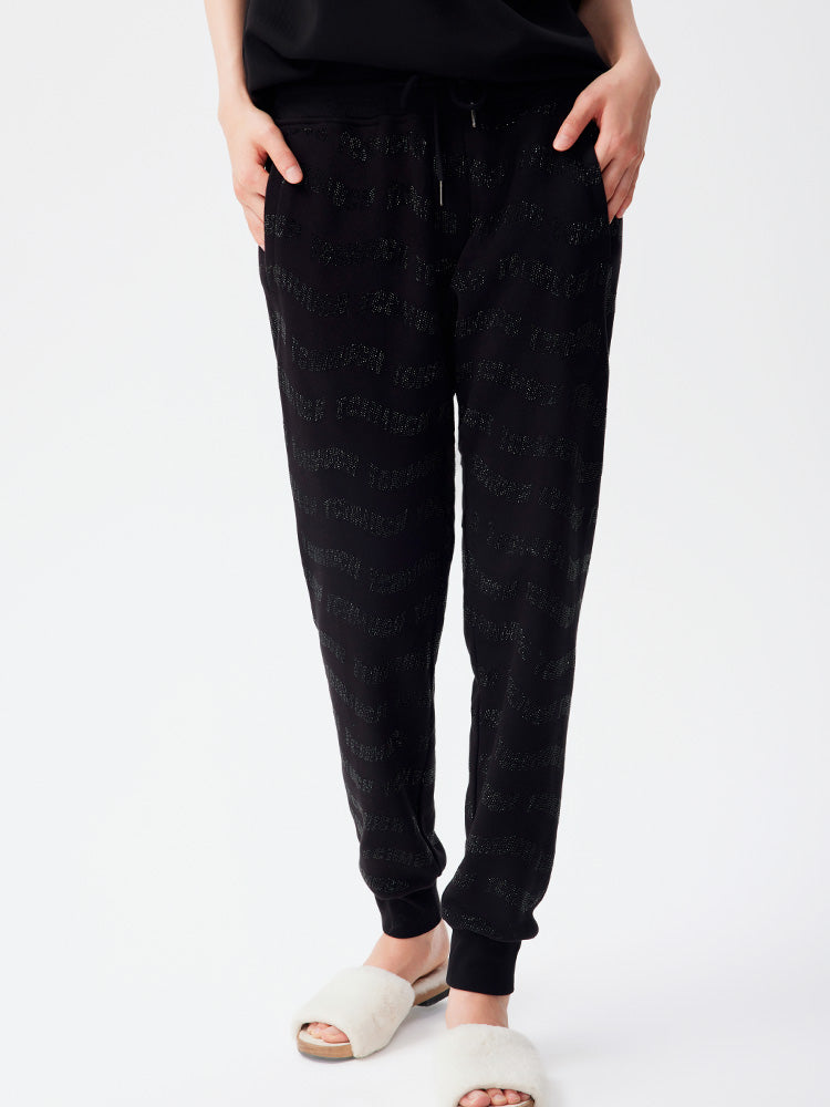 tch all over rhinestone letter print jogger black HighEnd Luxury Streetwear Brand Official Showcase
