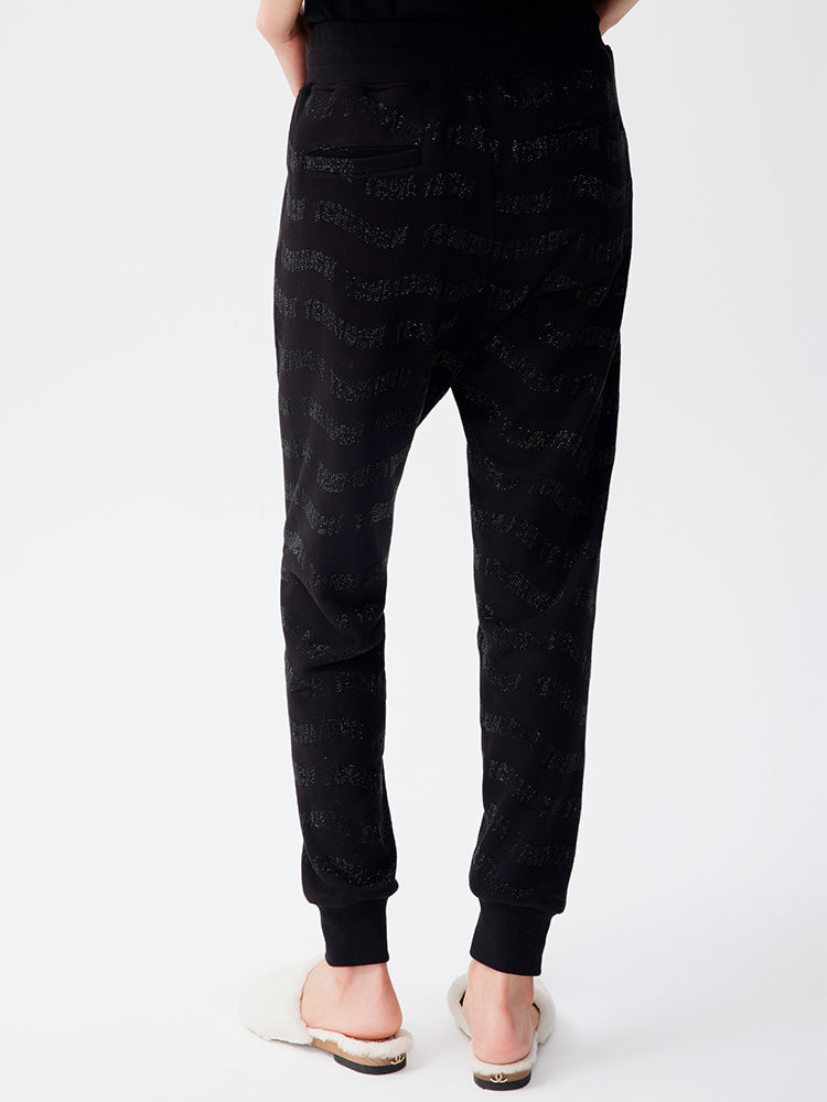 tch all over rhinestone letter print jogger black HighEnd Luxury Streetwear Brand Official Showcase