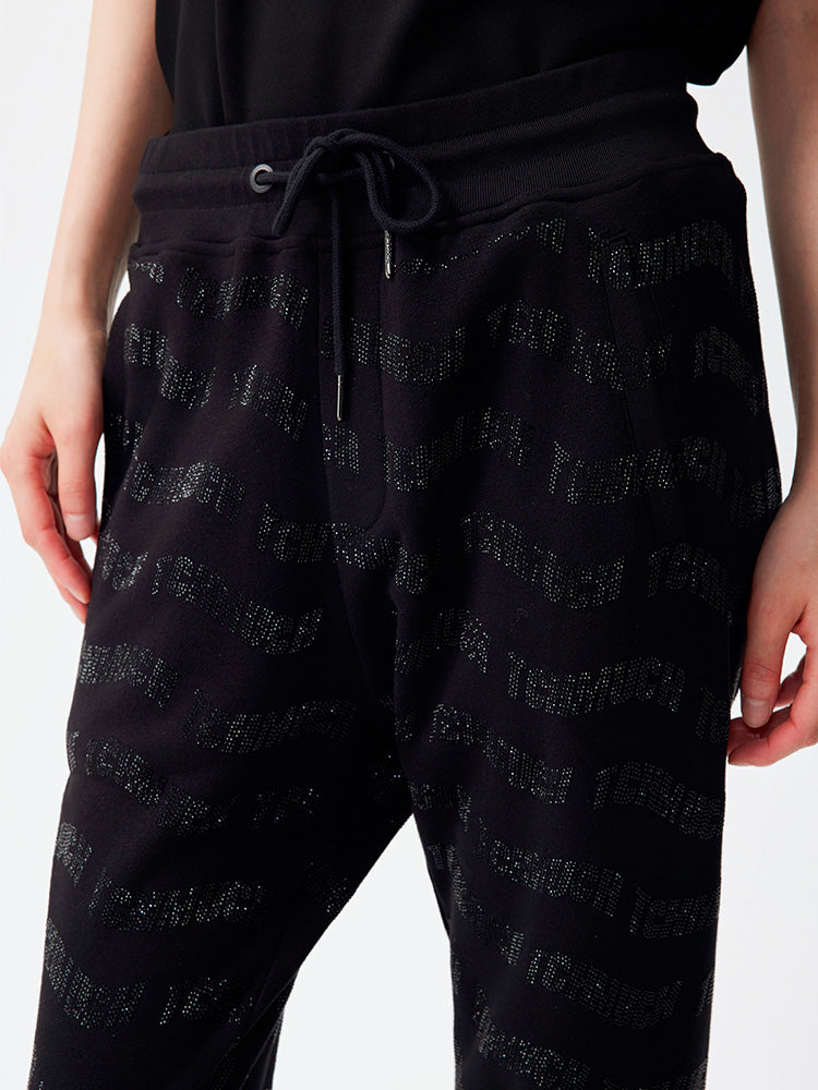 tch all over rhinestone letter print jogger black HighEnd Luxury Streetwear Brand Official Showcase