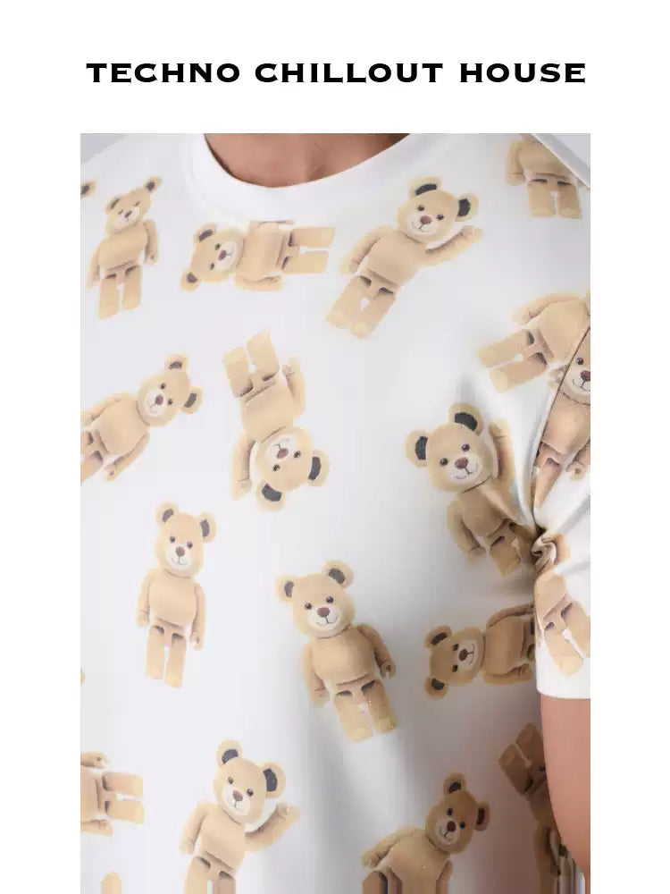 TCH All Over Teddy Print Short Sleeve T-Shirt white HighEnd Luxury Streetwear Brand Official Showcase