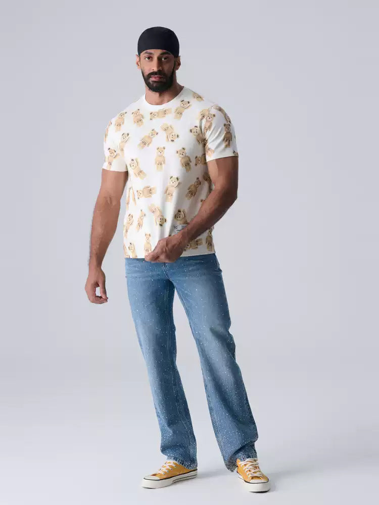 TCH All Over Teddy Print Short Sleeve T-Shirt white HighEnd Luxury Streetwear Brand Official Showcase
