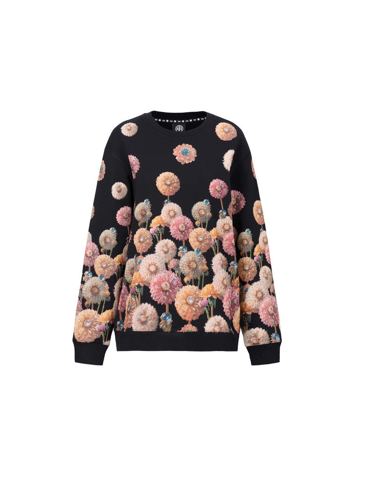 tch allover floralr rhinestone sparkle sweatshirt black HighEnd Luxury Streetwear Brand Official Showcase