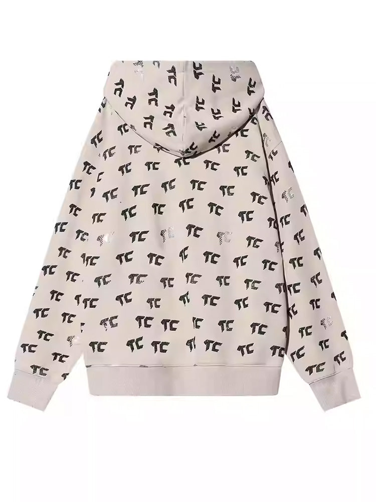 tch allover rhinestone logo hoodies khaki1 HighEnd Luxury Streetwear Brand Official Showcase