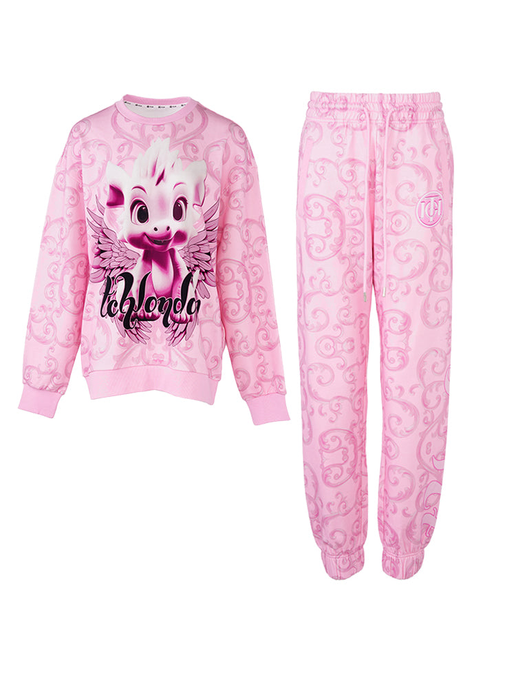 tch baroque graphic long sleeve top and pants sets pink HighEnd Luxury Streetwear Brand Official Showcase