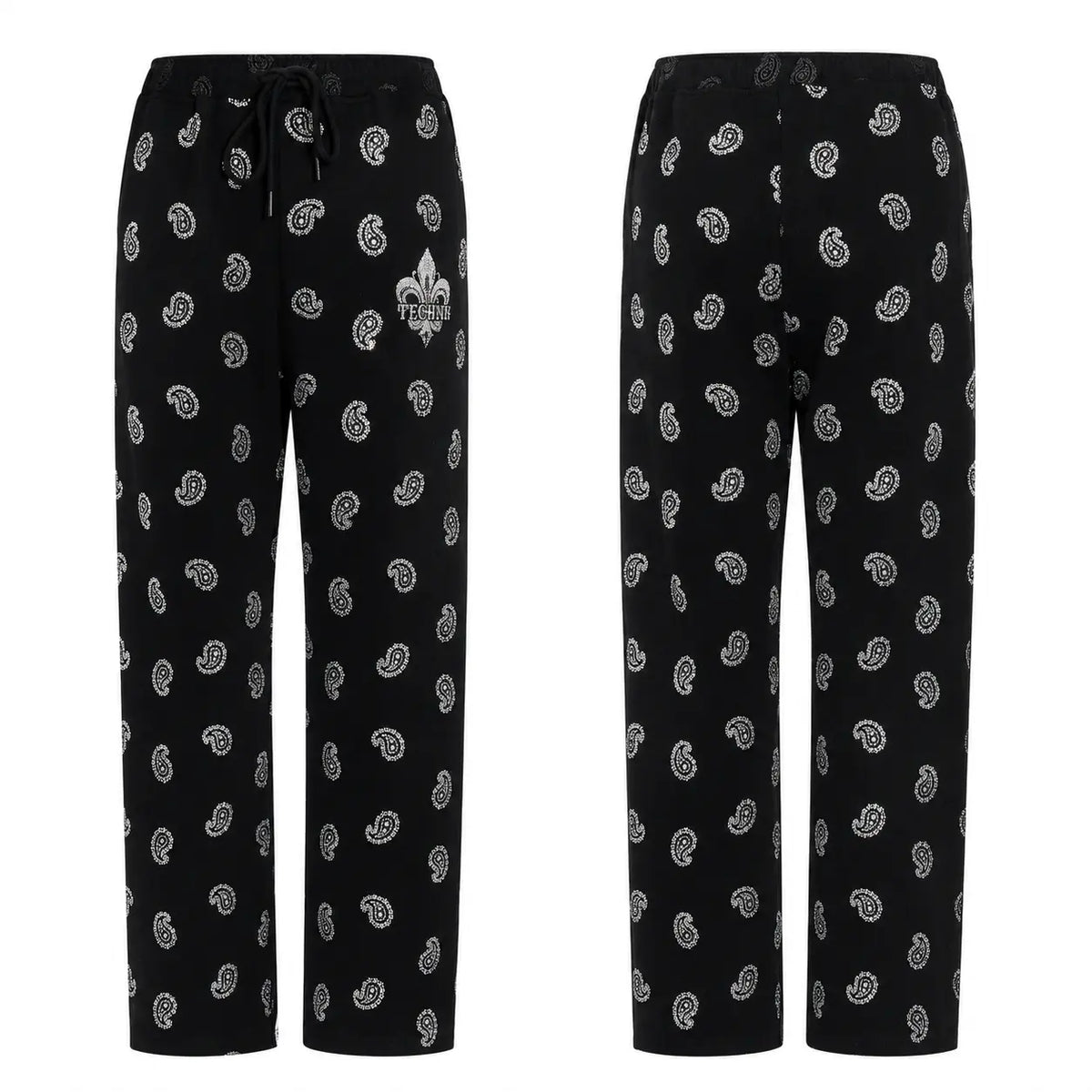 TCH Black Paisley Print Wide-Leg Sweatpants