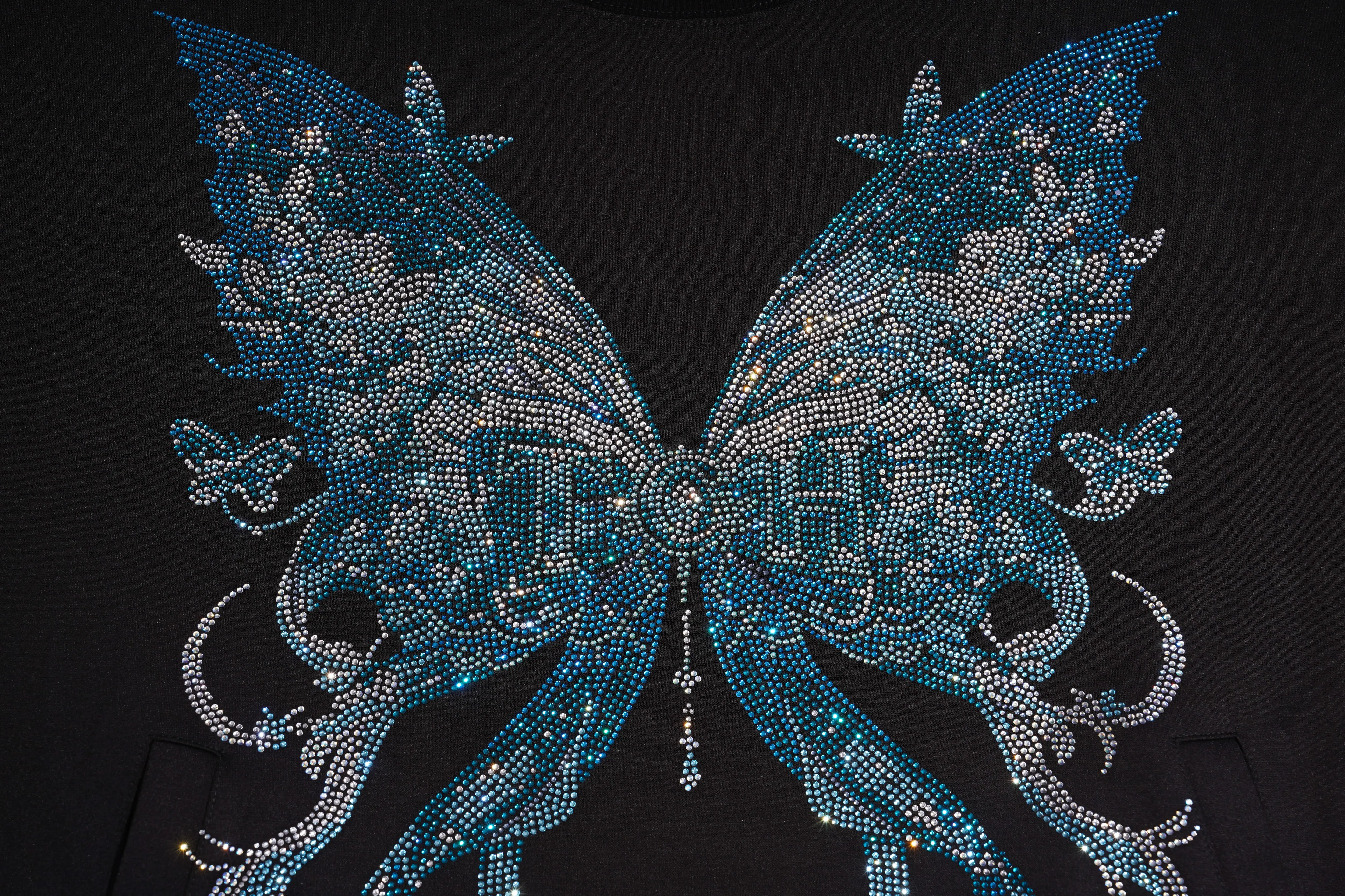 TCH Blue Butterfly Rhinestone Oversized T-Shirt Dress Luxury Streetwear Brand Official Showcase