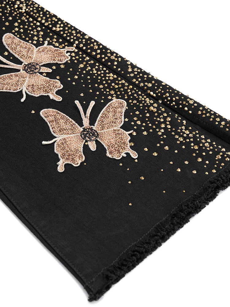 tch butterfly crystal embellished skinny jeans black HighEnd Luxury Streetwear Brand Official Showcase